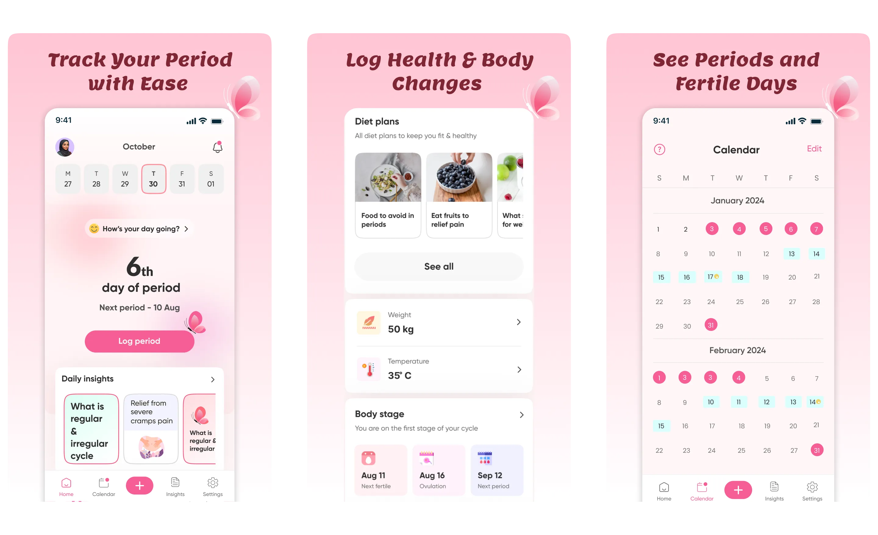 Cylo Period Tracker Play Store screenshot design