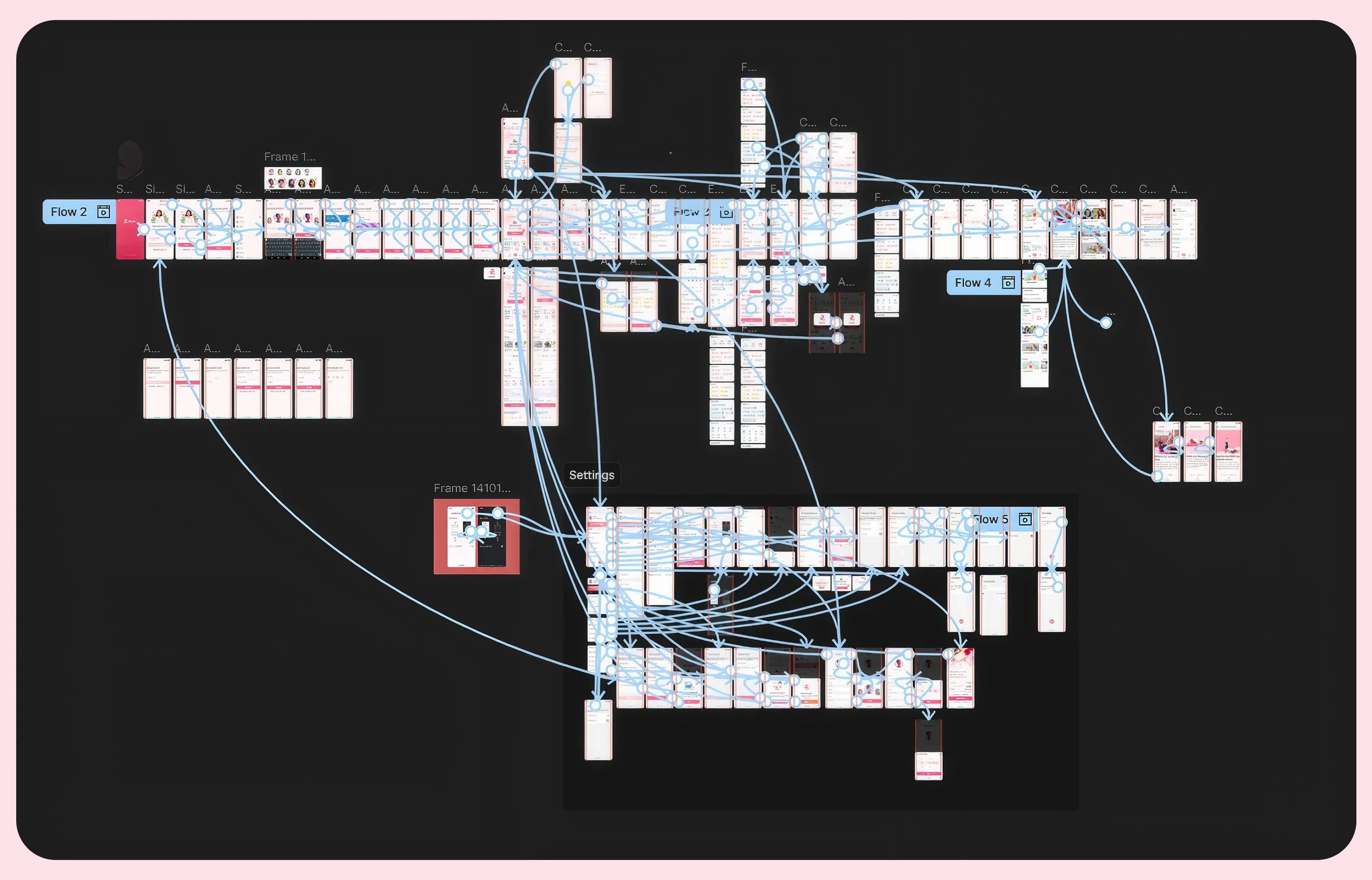 Prototype screen showing interactive elements and user flows in light mode