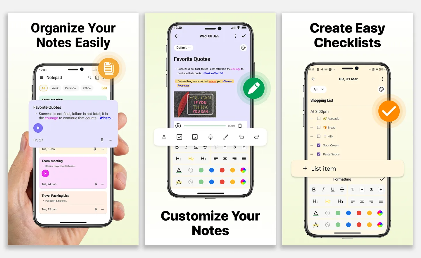 Notepad App screenshot design