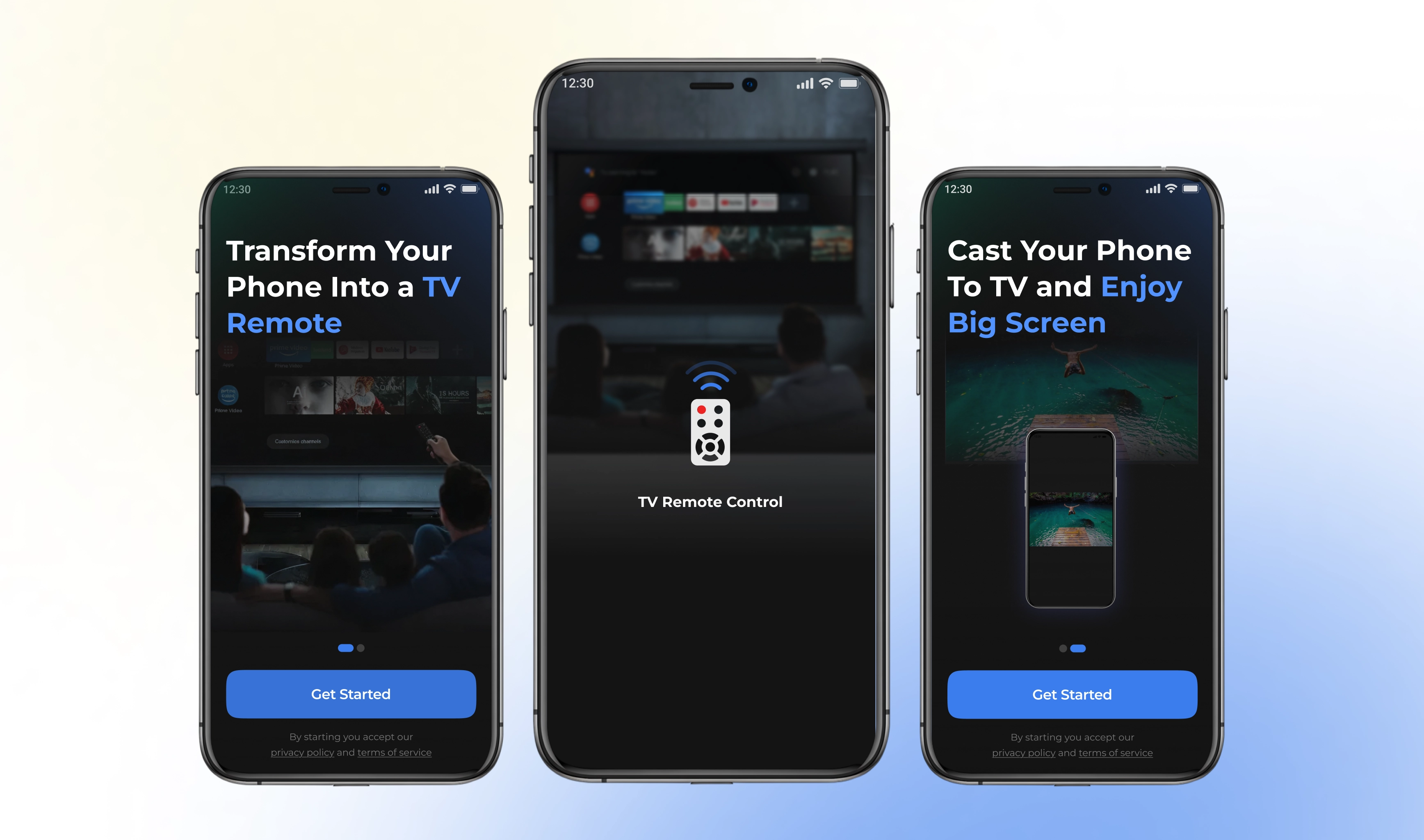 TV Remote App screens