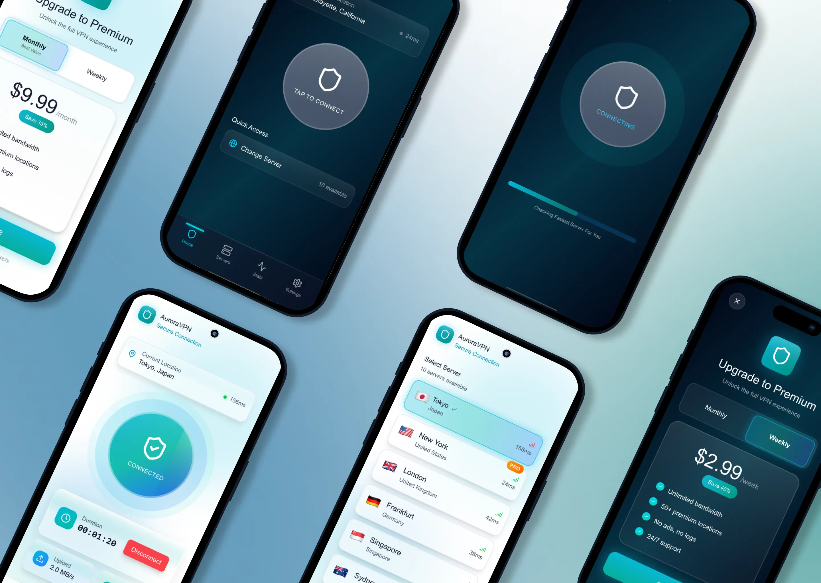Aurora App UI Mockup
